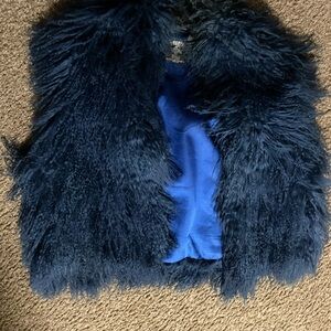Navy Blue Mongolian Fur Vest